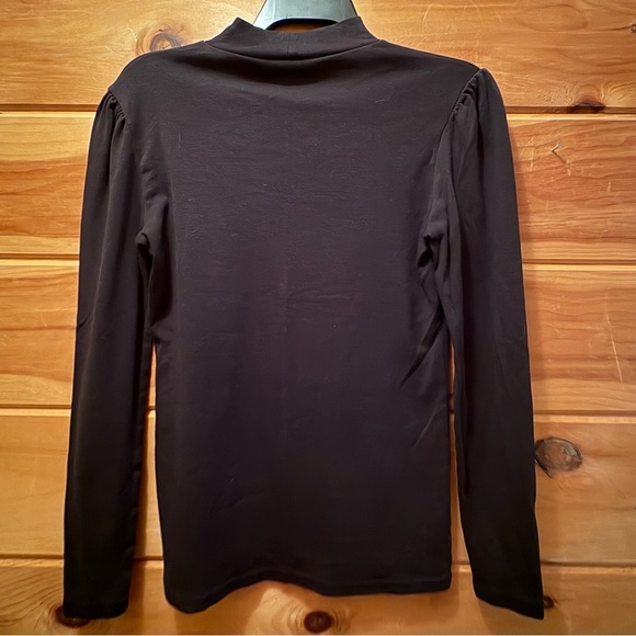 J.Crew Mock-neck Black Top with semi-puffed sleeves. Size S 100% cotton - Picture 4 of 6